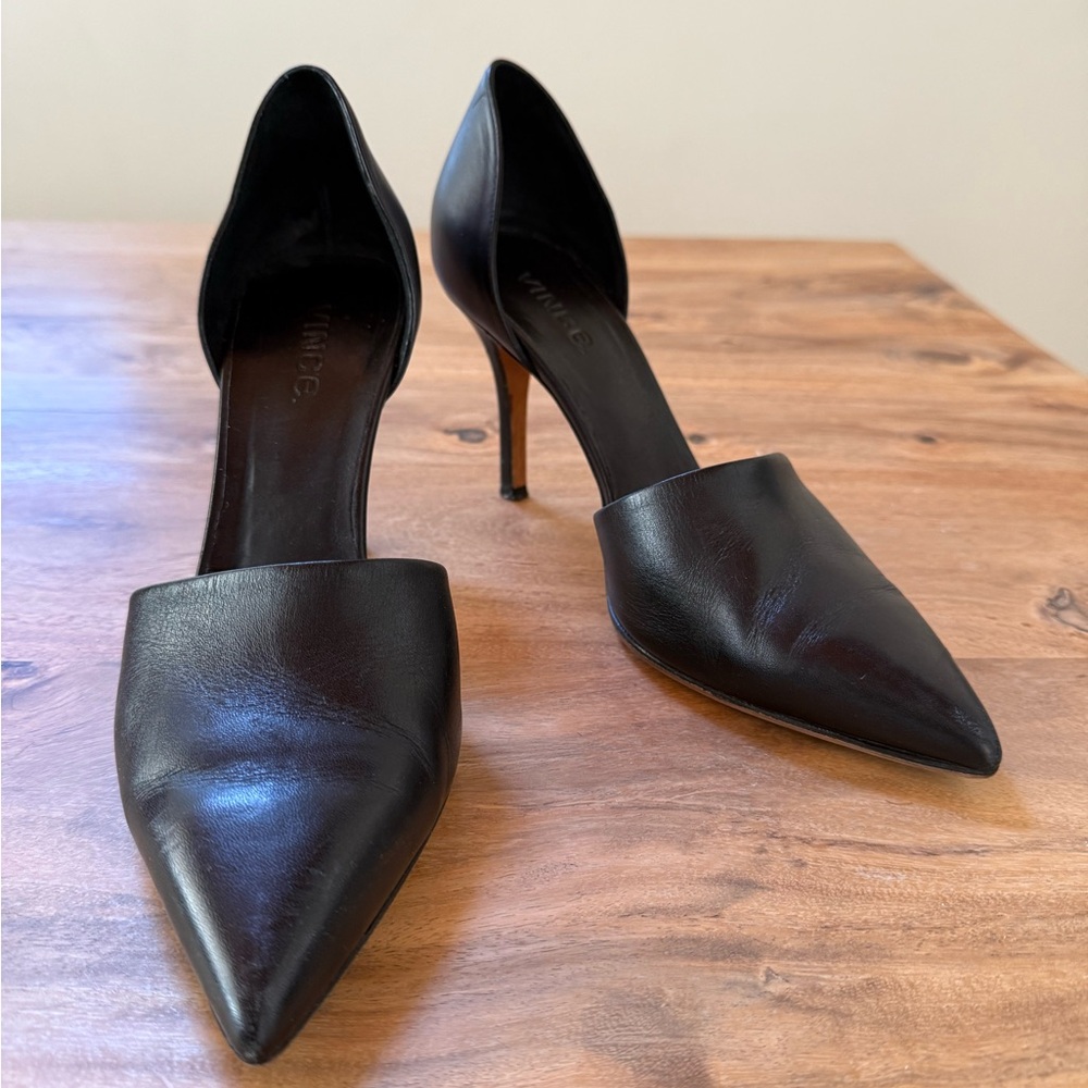 Classic Vince D’Orsay Matte Black Leather Pumps - 7.5 / 38